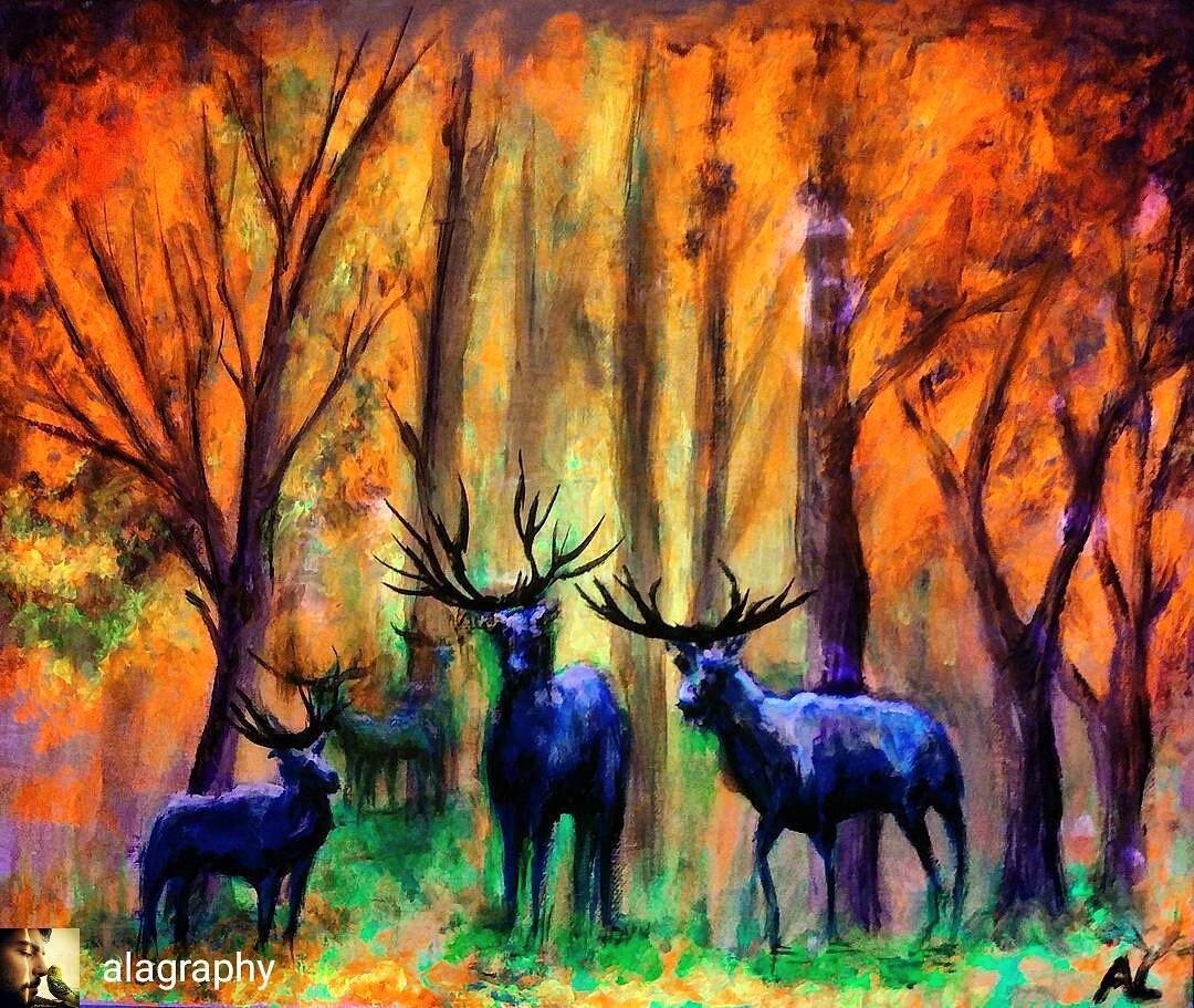 Fiery Forest ... more fluorescent paintings at http://fluo-art.alahay.org