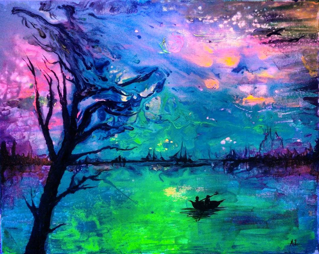 . The  Lake  Spirit Price =  likes in € . I am in ... more fluorescent paintings at http://fluo-art.alahay.org