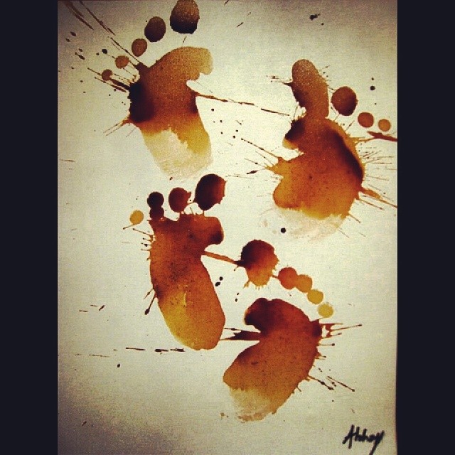 Coffee Stomping 23x30.5 cm Sold ... more coffee paintings at http://coffee-art.alahay.org